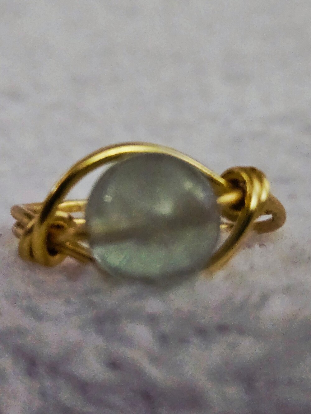 Gold Wire Wrapped Ring with Flourite Stone